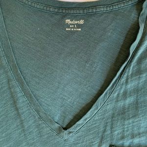 Madewell Emerald Green V-Neck Pocket Tee